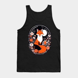 Japanese Fox and Flowers Tank Top